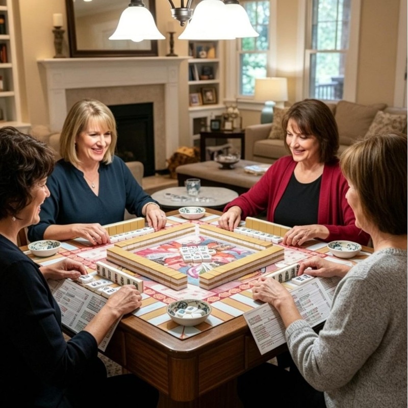 حامل بطاقات ماهجونغ مطبوع ثلاث - مراجعة Party Games Adults Indoor وسعره